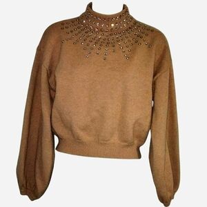 Ontwelfth Gingerbread Brown Embellished Turtleneck Sweater